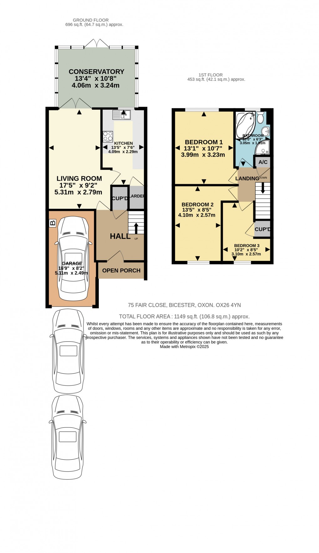 Floorplan for Fair Close, Bicester