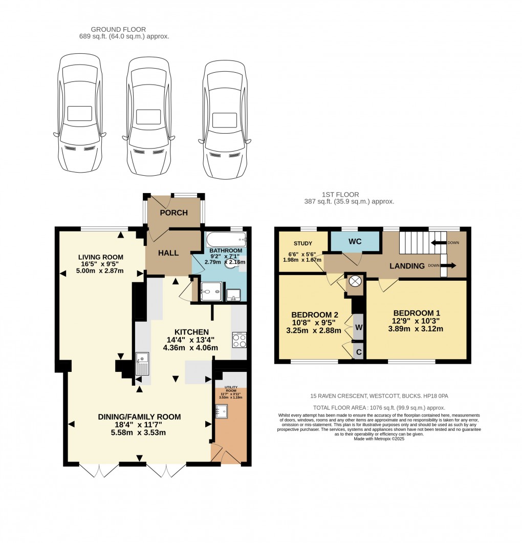 Floorplan for Raven Crescent, Westcott, Aylesbury