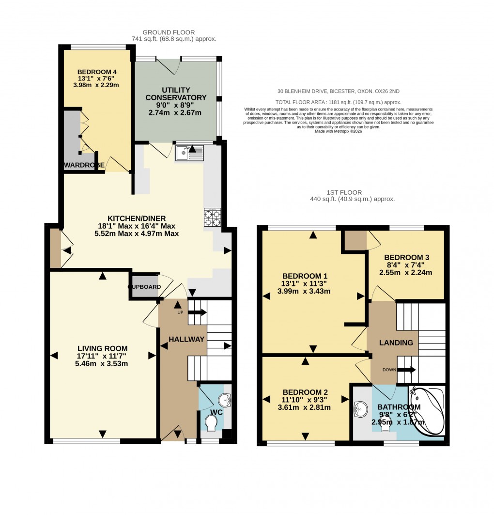 Floorplan for Blenheim Drive, Bicester